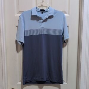 Peter Millar Crown Crafted Men's Blue Striped Short Sleeve Polo Shirt Size Small